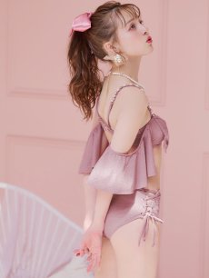 画像10: 【即日発送】【ビキニ】【水着】ハイウエストビッグラメリボン&ビジューキャミソールビキニ 2点セット[YMT] (10)