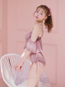 画像11: 【即日発送】【ビキニ】【水着】ハイウエストビッグラメリボン&ビジューキャミソールビキニ 2点セット[YMT] (11)