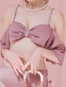 画像23: 【即日発送】【ビキニ】【水着】ハイウエストビッグラメリボン&ビジューキャミソールビキニ 2点セット[YMT] (23)