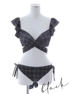 画像42: 【即日発送！】【ビキニ】バックリボン肩フリルツイード柄ビキニ 2点セット【水着】[YMT] (42)