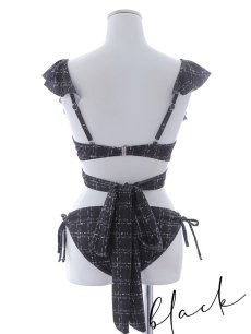 画像43: 【即日発送！】【ビキニ】バックリボン肩フリルツイード柄ビキニ 2点セット【水着】[YMT] (43)