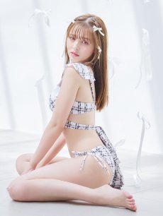 画像12: 【即日発送！】【ビキニ】バックリボン肩フリルツイード柄ビキニ 2点セット【水着】[YMT] (12)