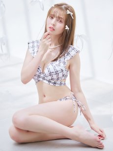 画像16: 【即日発送！】【ビキニ】バックリボン肩フリルツイード柄ビキニ 2点セット【水着】[YMT] (16)