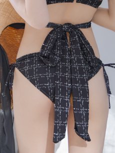 画像41: 【即日発送！】【ビキニ】バックリボン肩フリルツイード柄ビキニ 2点セット【水着】[YMT] (41)