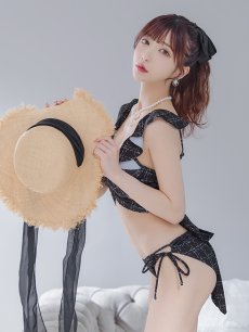 画像24: 【即日発送！】【ビキニ】バックリボン肩フリルツイード柄ビキニ 2点セット【水着】[YMT] (24)