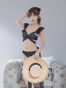 画像28: 【即日発送！】【ビキニ】バックリボン肩フリルツイード柄ビキニ 2点セット【水着】[YMT] (28)