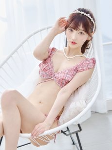 画像17: 【即日発送】【ビキニ】【水着】肩フリルツイード柄ビキニ 2点セット[YMT] (17)