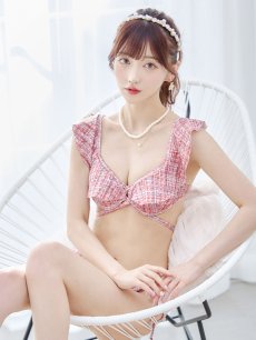 画像11: 【即日発送】【ビキニ】【水着】肩フリルツイード柄ビキニ 2点セット[YMT] (11)