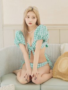 画像26: 【即日発送！】【ビキニ】【水着】ギンガムチェックパフスリビキニ 2点セット[YMT] (26)