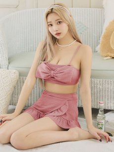 画像2: 【即日発送！】【ビキニ】【水着】ワッフル生地ビッグリボンビキニ 2点セット[YMT] (2)