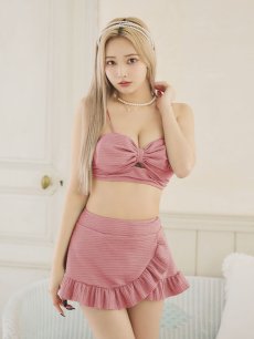 画像3: 【即日発送！】【ビキニ】【水着】ワッフル生地ビッグリボンビキニ 2点セット[YMT] (3)