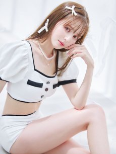 画像10: 【即日発送！】【ビキニ】韓国っぽパフスリパイピングビキニ 2点セット【水着】[YMT] (10)