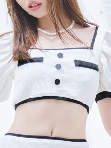 画像14: 【即日発送！】【ビキニ】韓国っぽパフスリパイピングビキニ 2点セット【水着】[YMT] (14)