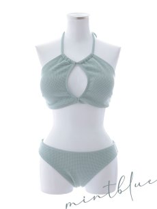 画像22: 【ビキニ】【水着】ホルターネックリブシンプルビキニ 2点セット[YMT] (22)