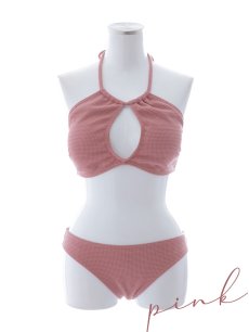画像24: 【ビキニ】【水着】ホルターネックリブシンプルビキニ 2点セット[YMT] (24)
