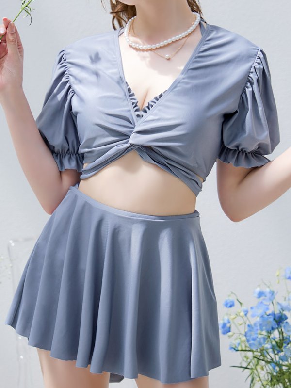 即日発送】【ビキニ】【水着】羽織＆スカート付き4WAYビキニ 4点セット