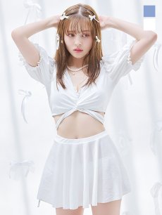 画像2: 【即日発送】【ビキニ】【水着】羽織＆スカート付き4WAYビキニ 4点セット[YMT] (2)