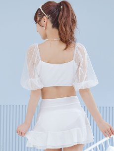 画像17: 【即日発送！】【ビキニ】【水着】ドットチュール袖バストフリルビキニ 3点セット[YMT] (17)