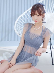 画像11: 【即日発送】【ビキニ】【水着】シアーチュニック付きハイウエストビキニ 3点セット[YMT] (11)