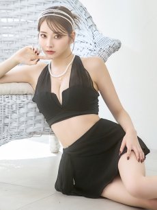 画像5: 【即日発送】【ビキニ】【水着】シアーホルターネックスカート付きビキニ 3点セット[YMT] (5)