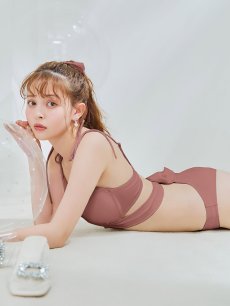 画像6: 【即日発送】【ビキニ】【水着】バッククロスリボンワンカラービキニ 2点セット [YMT] (6)