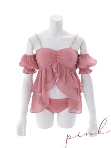 画像43: 【即日発送】【ビキニ】【水着】フリルシフォン×オフショルダー ビキニ  2点セット[FB01]【一部予約商品/6月上旬発送予定】 (43)