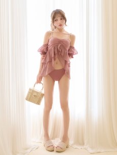 画像12: 【即日発送】【ビキニ】【水着】フリルシフォン×オフショルダー ビキニ  2点セット[FB01]【一部予約商品/6月上旬発送予定】 (12)