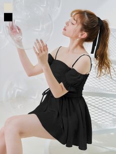 画像6: 【即日発送】【ビキニ】【水着】ビジューオフショルダーワンピースビキニ2点セット [YMT] (6)