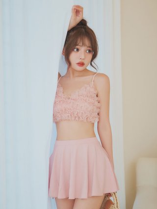 一部予約商品/6月下旬発送予定】【ビキニ】【水着】 ガーリーフリル