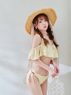 画像14: 【即日発送】【ビキニ】【水着】ビジューオフショルダーフリルビキニ 2点セット[YMT] (14)