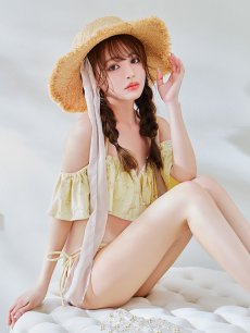 画像15: 【即日発送】【ビキニ】【水着】ビジューオフショルダーフリルビキニ 2点セット[YMT] (15)