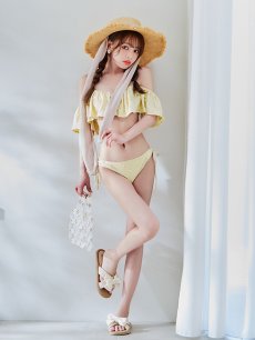 画像12: 【即日発送】【ビキニ】【水着】ビジューオフショルダーフリルビキニ 2点セット[YMT] (12)