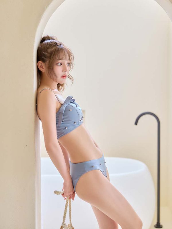 即日発送】【ビキニ】【水着】サイドリボンビジュースタッズビキニ 2点