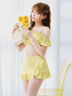 画像28: 【即日発送】【ビキニ】【水着】オフショルフレアスカートビキニ 2点セット[YMT] (28)