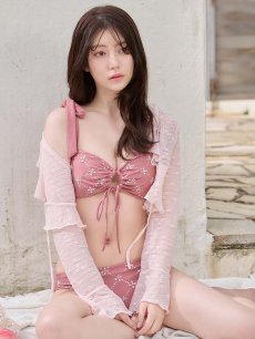 画像13: 【即日発送】【ビキニ】【水着】 ビジューギャザーフロントリボンビキニ ビキニ 2点セット[FB01] (13)