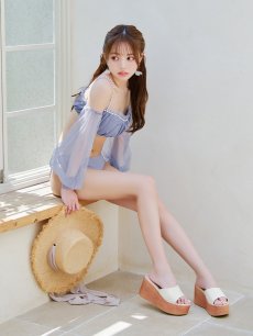 画像13: 【即日発送】【ビキニ】【水着】オフショルダーシアースリーブビキニ [YMT] (13)