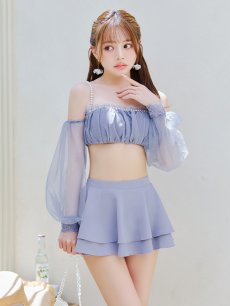 画像9: 【即日発送】【ビキニ】【水着】オフショルダーシアースリーブビキニ [YMT] (9)