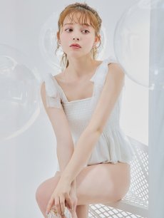 画像5: 【即日発送】【ビキニ】【水着】ドットチュールペプラムフリルビキニ 2点セット [YMT] (5)