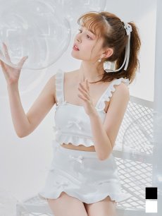 画像4: 【即日発送】【ビキニ】【水着】立体リボンフリルスカートビキニ  3点セット [YMT] (4)