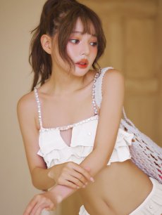 画像1: 【一部予約商品/6月上旬発送予定】【ビキニ】【水着】 ガーリーフリル×ビスチェ セットアップ ビキニ 2点セット[FB01] (1)