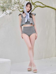 画像7: 【ビキニ】【水着】フリル×バイカラー・ハイウエストビキニ 2点セット 2点セット[FB01]【予約 /6月上旬発送予定】 (7)