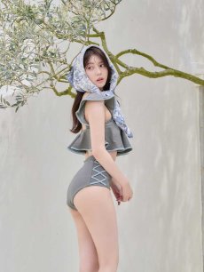 画像8: 【ビキニ】【水着】フリル×バイカラー・ハイウエストビキニ 2点セット 2点セット[FB01]【予約 /6月上旬発送予定】 (8)