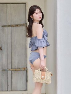画像8: 【ビキニ】【水着】ホイップフリル・ビジューリボンオフショルスウィムウェア2点セット 2点セット[FB01]【予約 /6月下旬発送予定】 (8)