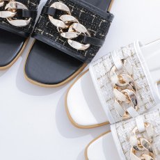 画像7: 【水着小物：ビーチサンダル】ゴールドチェーン付き/ ツイードサンダル[HC03] (7)