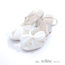 画像2: 【水着小物：ビーチサンダル】シフォンリボン/ ストラップ付きヒールサンダル[HC03] (2)