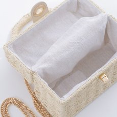 画像5: 【ビキニ】【水着小物：ビーチバッグ】ショルダーチェーン付き/ ランタン編み/ スクエアかごバッグ[YMT] (5)