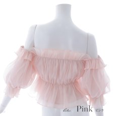 画像3: 【水着小物：カーディガン】シャーリング/オフショルトップス[HC03] (3)