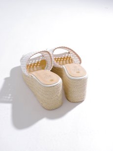 画像5: 【即日発送】【水着小物：ビーチサンダル】ナチュラル編み込みウェッジサンダル	 (5)
