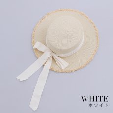 画像2: 【即日発送】【浴衣小物：麦わら帽子】リボン付きストローハット[YMT] (2)