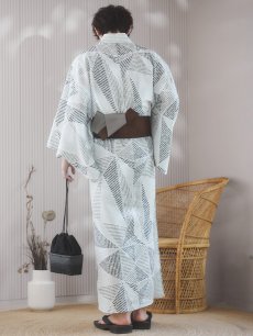 画像12: 【即日発送！】【メンズ浴衣】カーキグリーン幾何学的模様浴衣【浴衣・帯・下駄セット】 [YMT] (12)